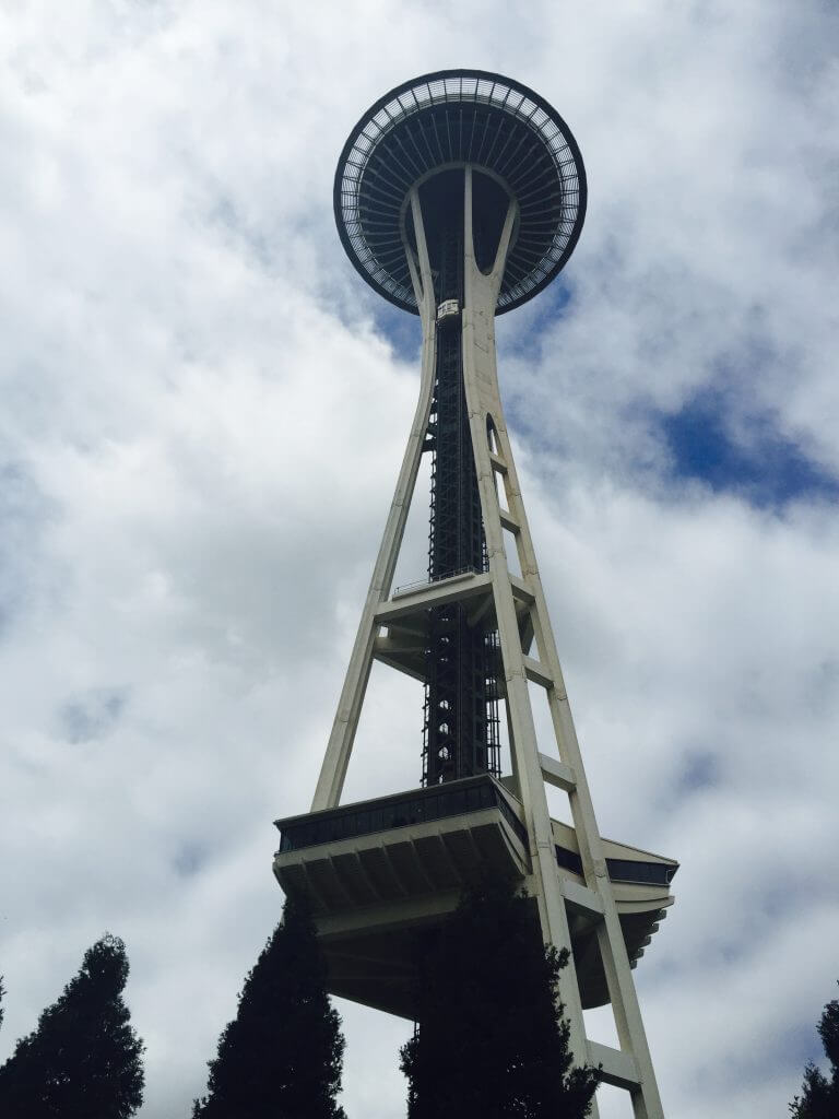 View of the Seattle Space Needle from the base of it