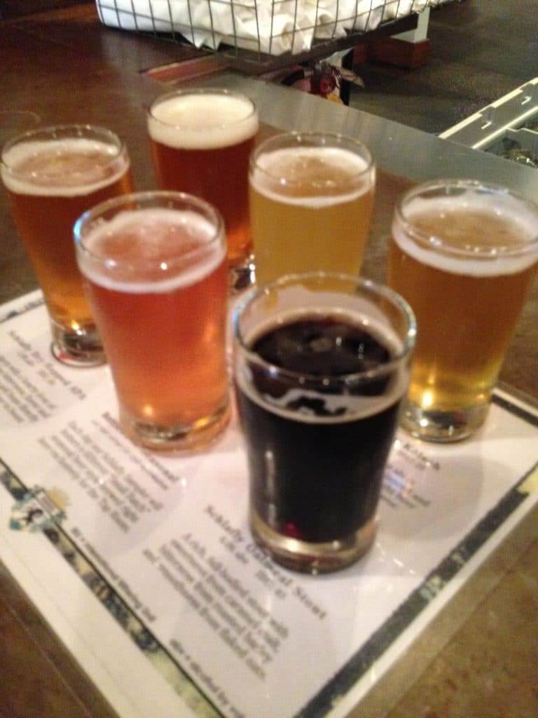 Beer tasting samples from Long Beach area breweries