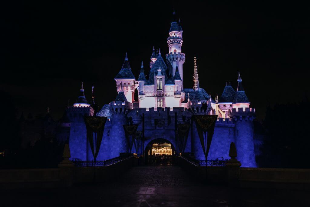 Castle in Disneyland at night