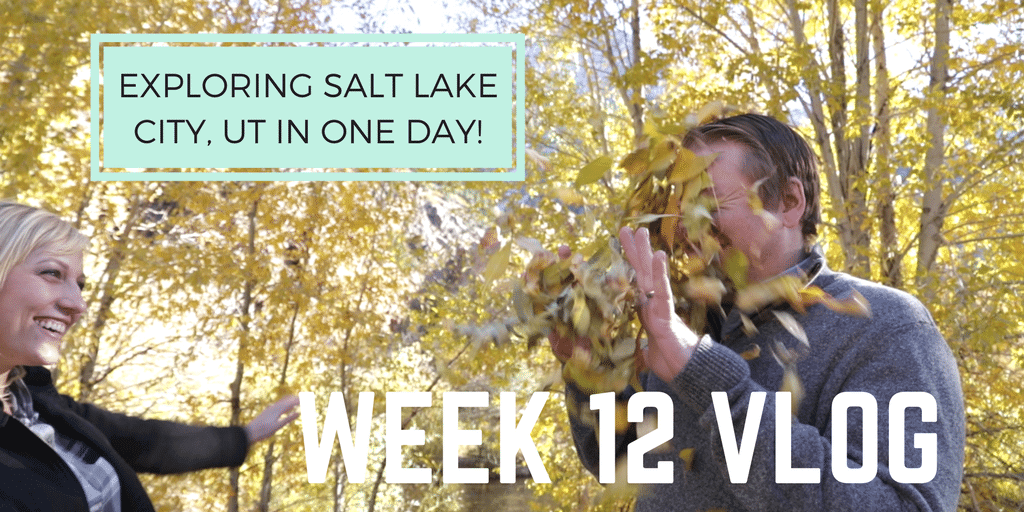 Rae Miller throws fall leaves into Jason Millers face outside of Salt Lake City.