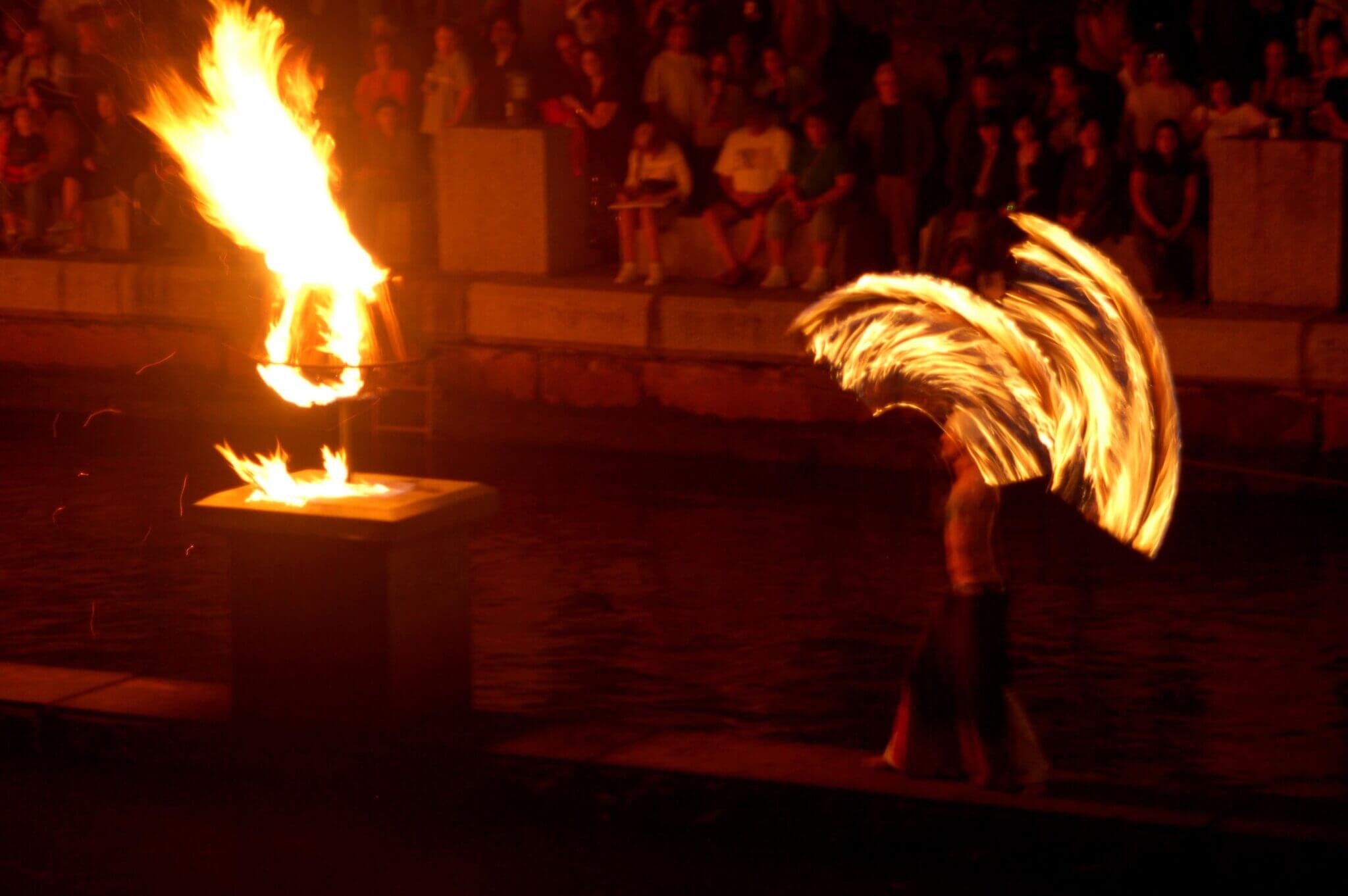 The flames of the WaterFire Providence event in Rhode Island