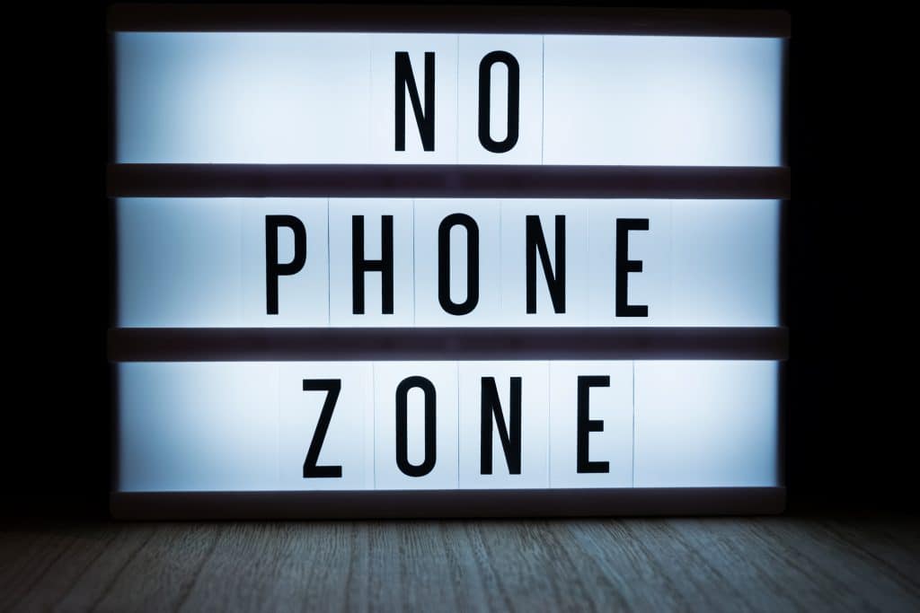 No Phone Zone sign to promote destressing in your RV. 