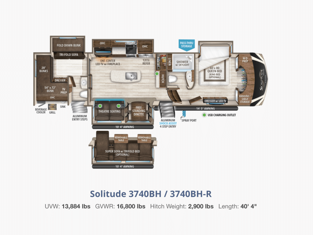Grand Design Solitude 370BH Floorplan
