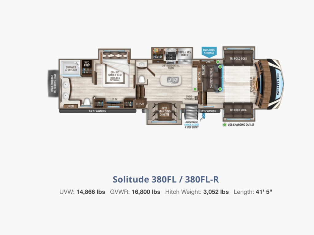 Grand Design Solitude 380FL Floorplan
