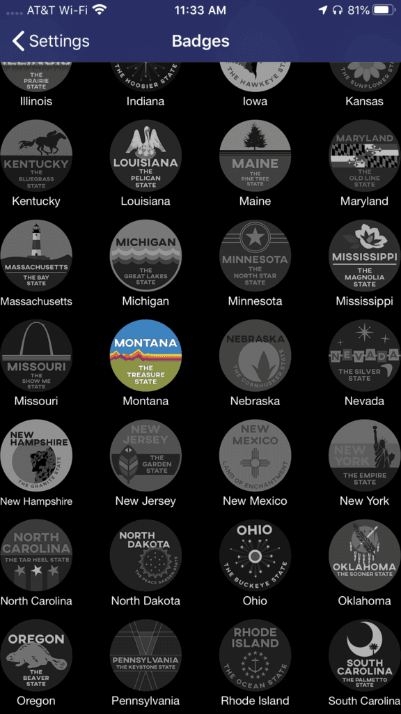 Badges in the Nomad Near Me app