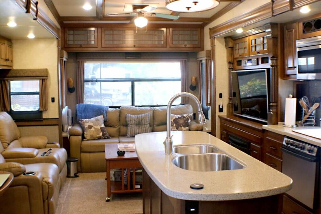 Interior shot of RV with slides out 