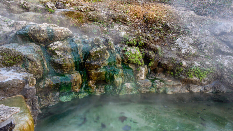 A green hot spring pool in Hot Springs Arkansas, a hidden gem in the south.