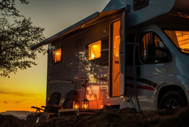 Scenic RV Camping Spot During Sunset
