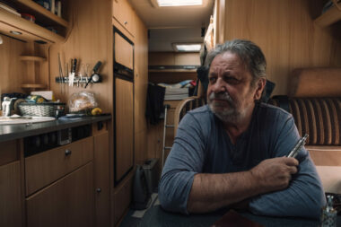 a man in retirement in his RV regretting his decision