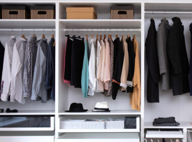 A clean and organized RV closet.