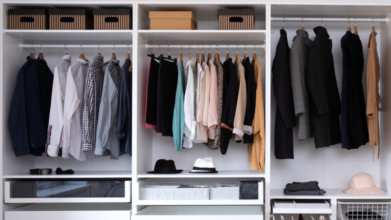 A clean and organized RV closet.