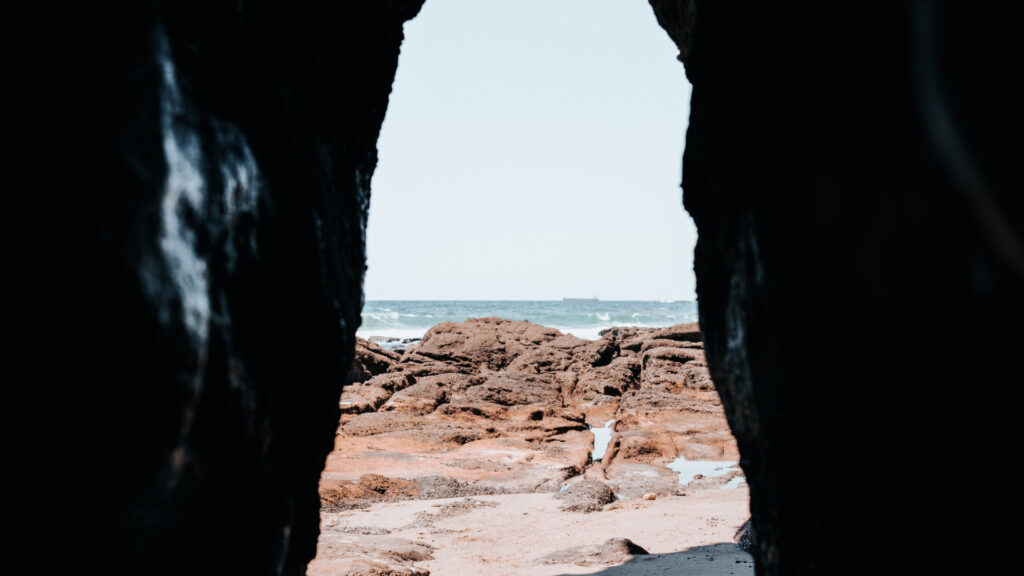 A view from inside one of the beach caves at Jalama Beach, California.