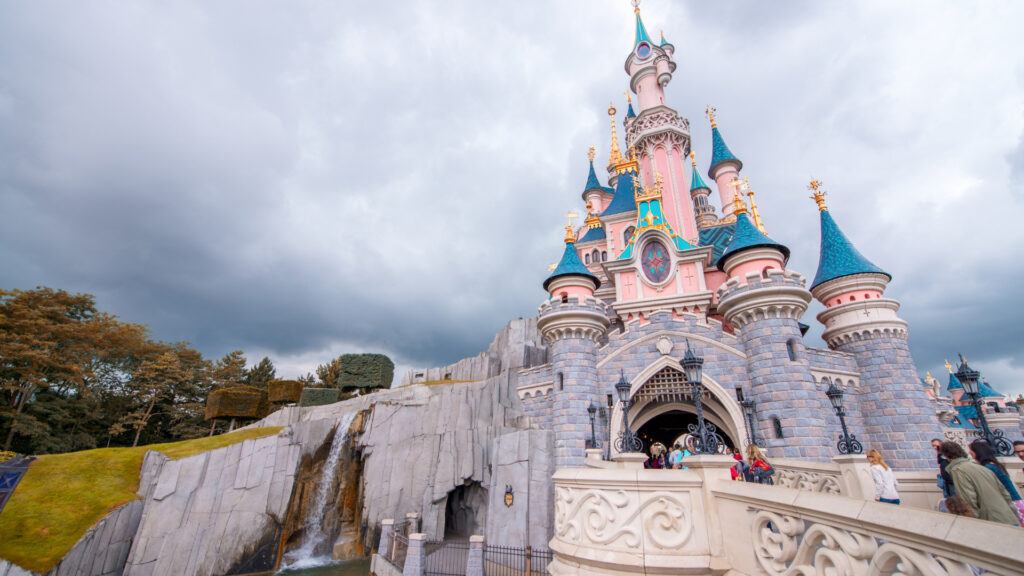 Disneyland princess castle is pretty empty on an off-season day.