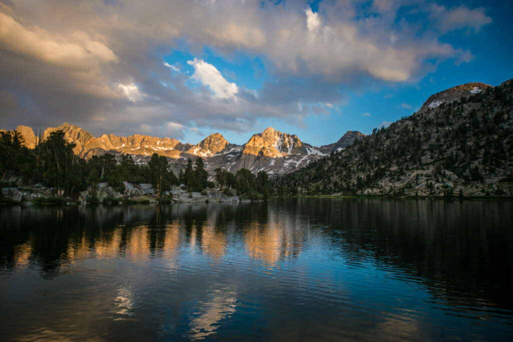 Rae Lakes on the John Muir Trail, a 211 mile thru hike along the High Sierras that winds through Inyo National Forest