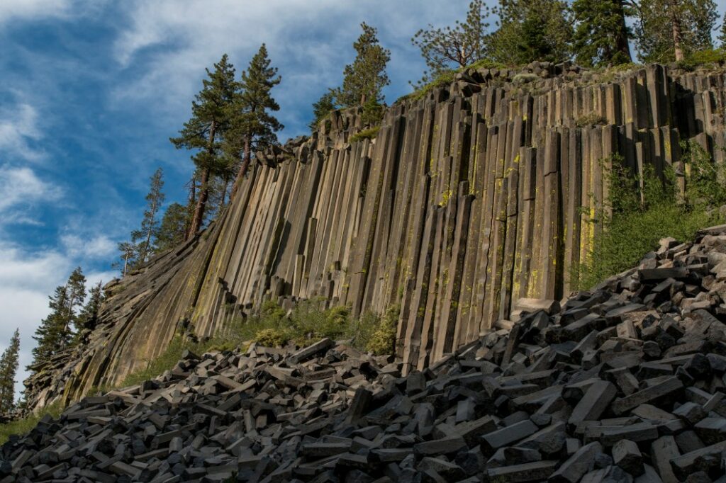 Rock formation at Devil's Postpile in Inyo National Forest