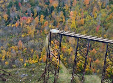 Aerial view of the Kinzua Skywalk in Alleghany National Forest Pennsylvania