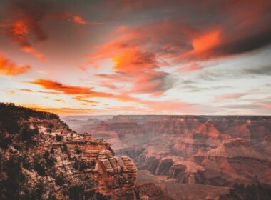 Grand Canyon glows in a fall sunset.