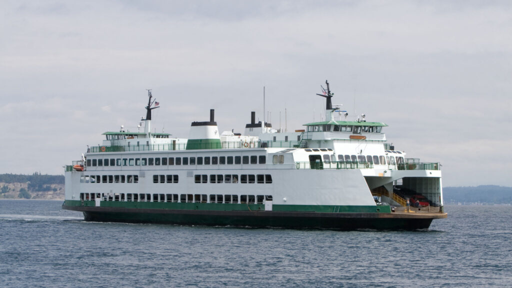 Bellingham Washington Ferry traveling across the Puget Sound with the ability to transport RVs.