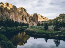 Reflections on the water at Smith Rock State Park
