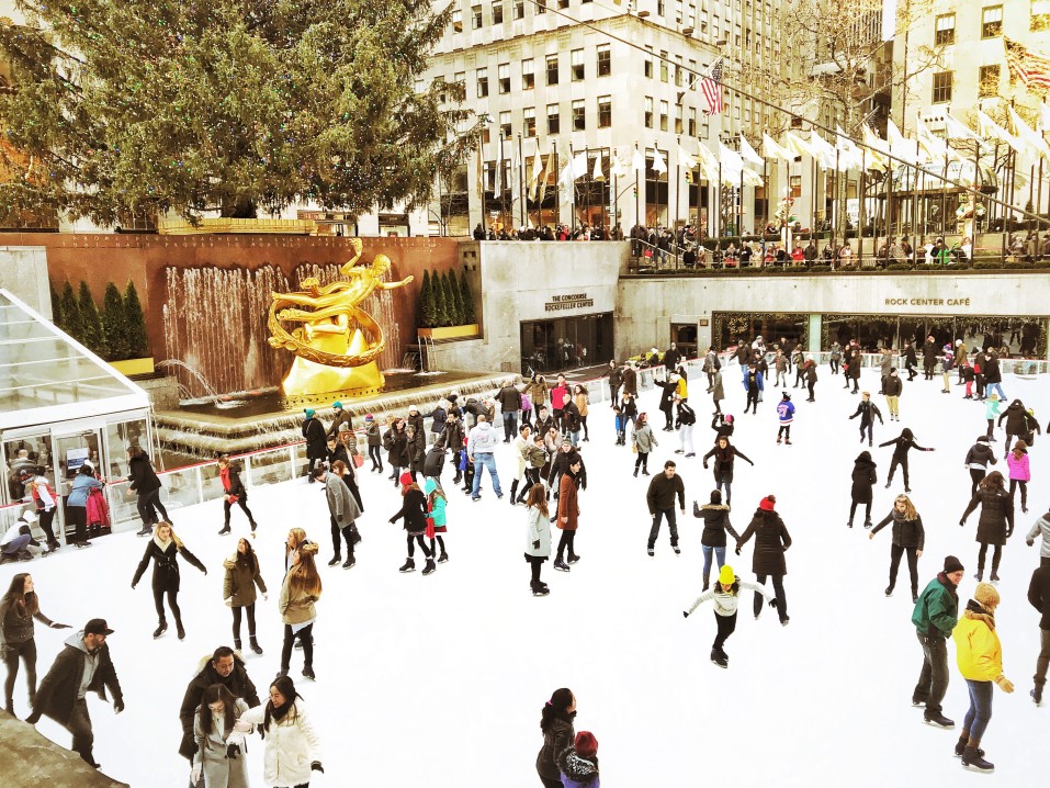 Ice skating at Rockefeller Center is a popular tourist destination that often becomes over crowded