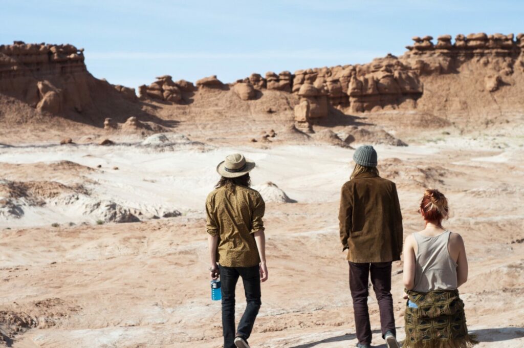 Friends hiking in Goblin Valley State Park