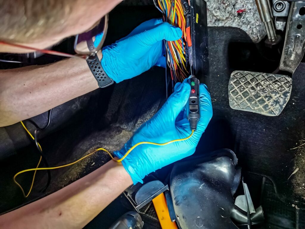 Man repairing RV electrical system