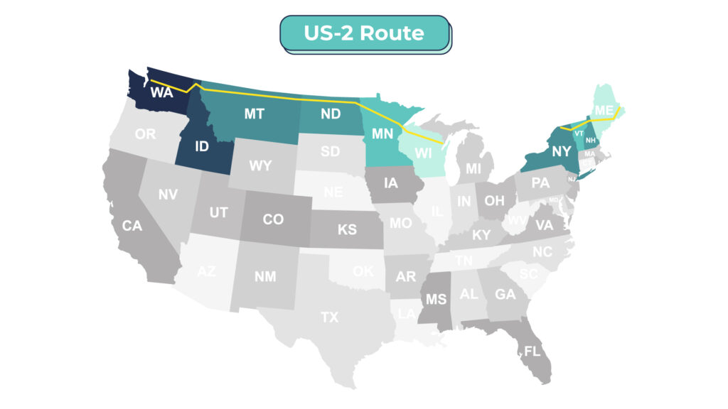 Diagram of US-2 Route map