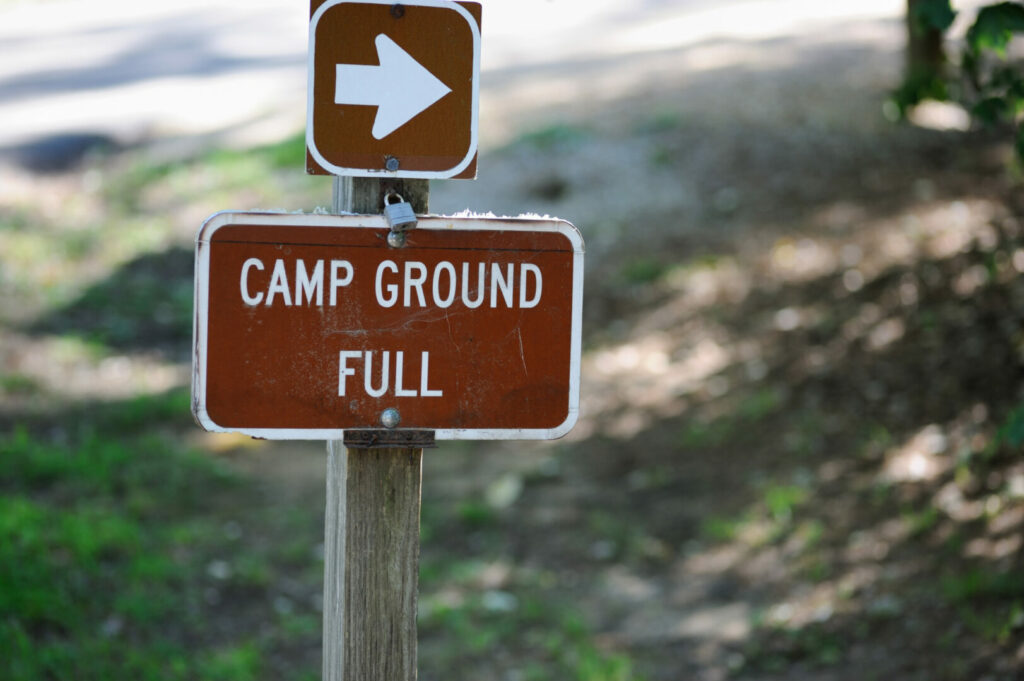Close up of Campground Full road sign