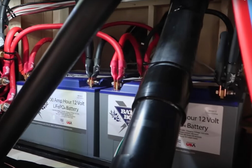 Six lithium ion Battle Born Batteries installed in an RV