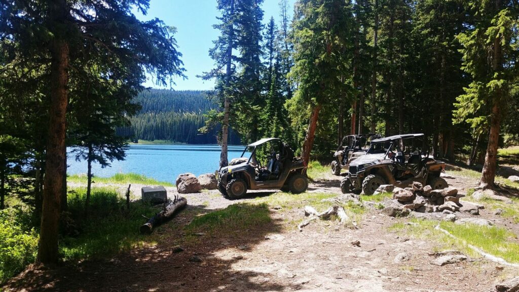 ATVs overlooking a lake in Colorado