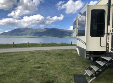 RV campsite on lake in Idaho
