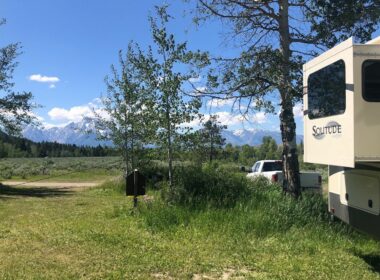 Dry campground in Wyoming with a view of Teton National Park