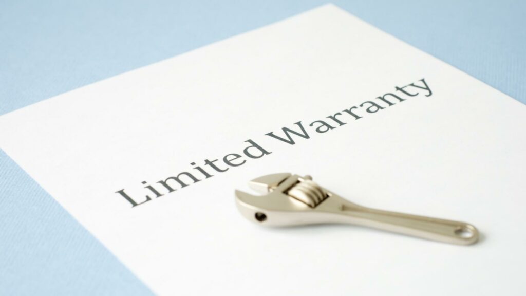 A paper that says "limited warranty" with a small wrench on it 