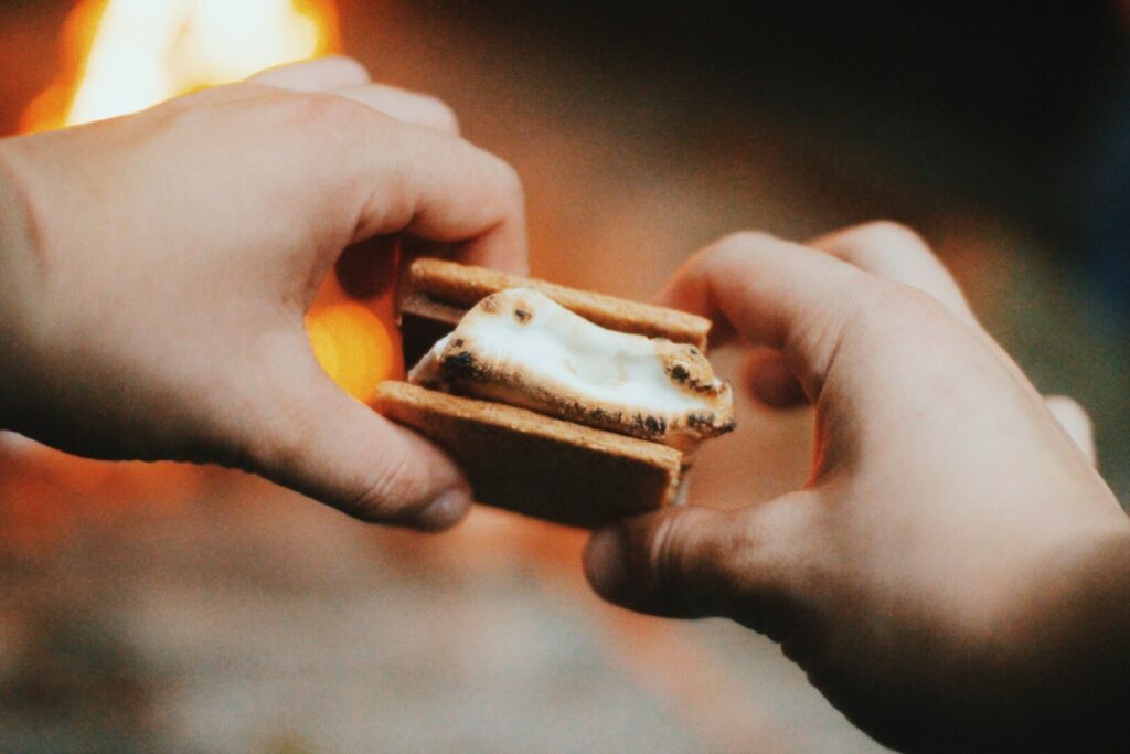 Close up of one of the most popular camping foods, smores. 