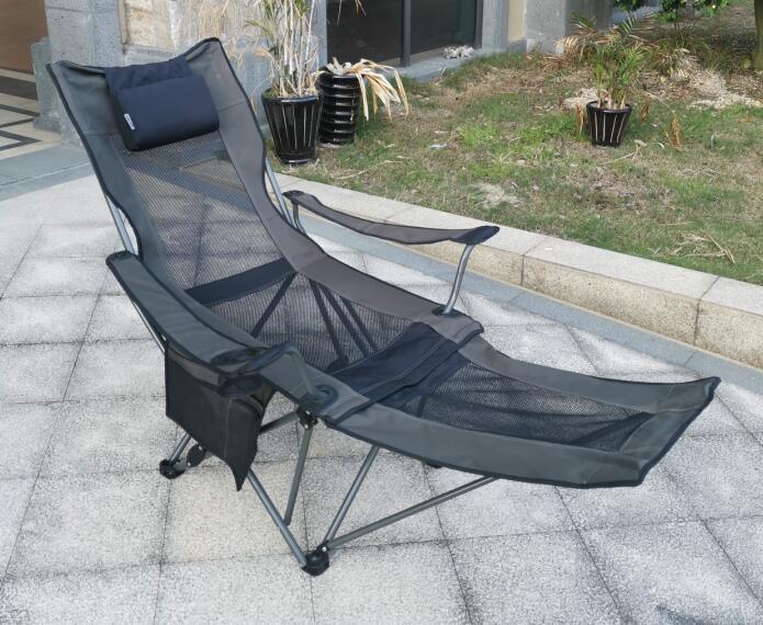 A picture of the best reclining camping chair in someones backyard