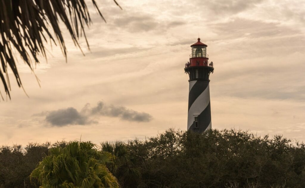 A view of the St. Augustine Lighthouse near the koa campgrounds in Florida.