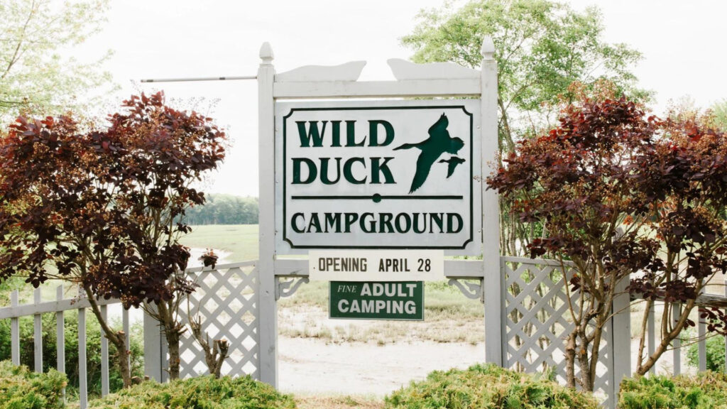 Image of the Wild Duck Campground sign in Maine