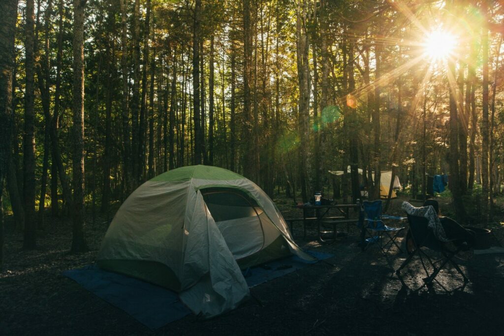 A campsite set up at one of the campgrounds in Maine