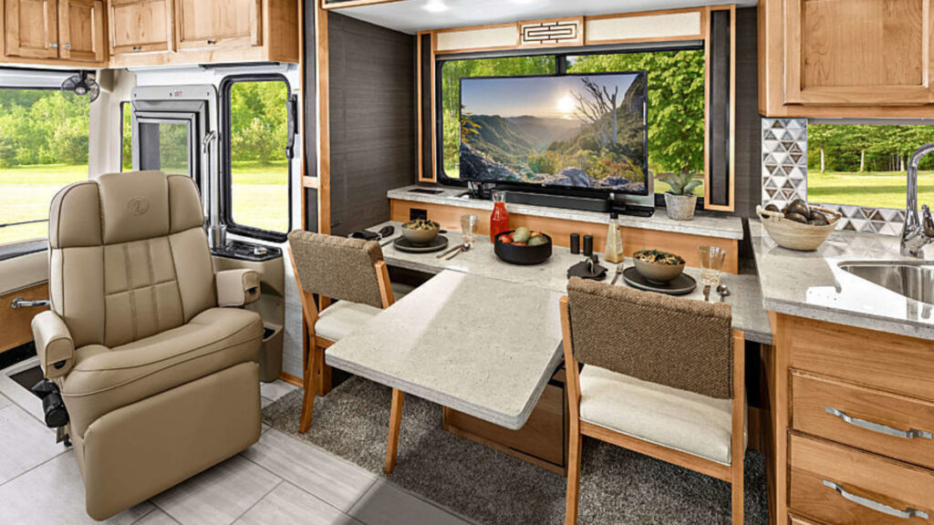 Inside of a Tiffin Motorhome with an rv office