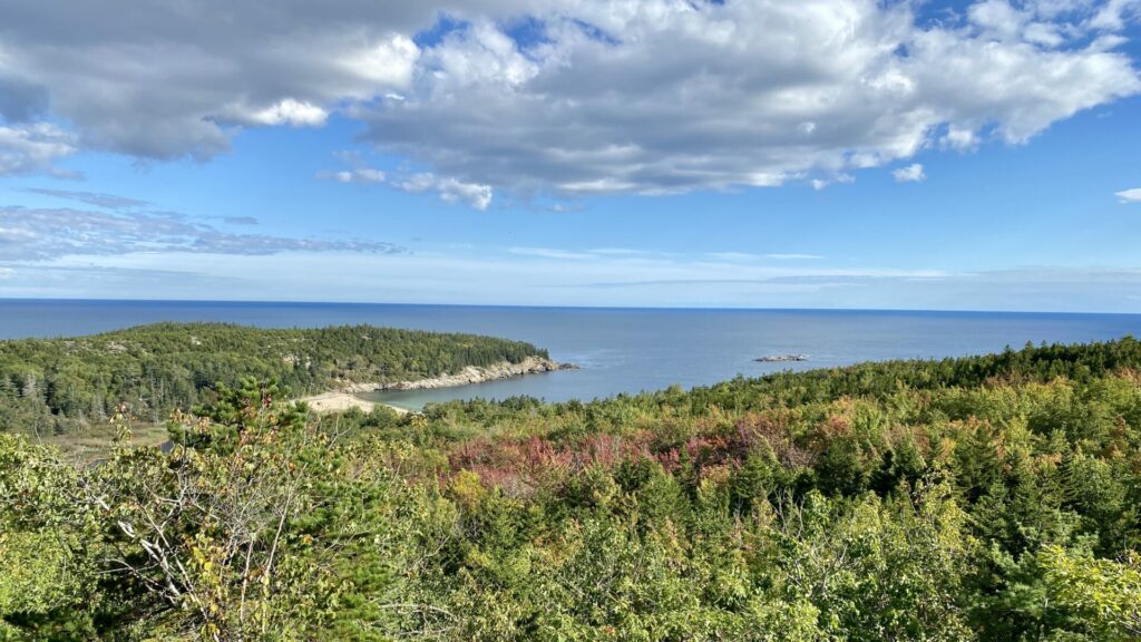 A picture of the ocean from a hike in Acadia National Park 
