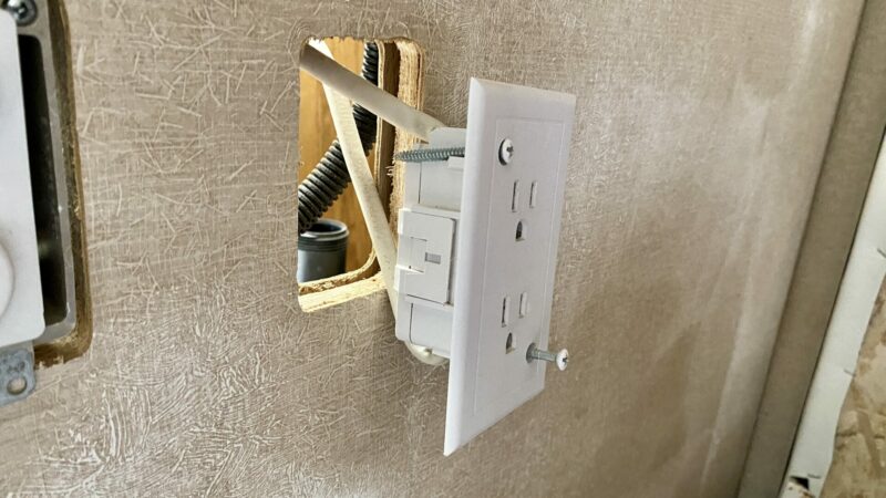 RV electrical outlet being replaced