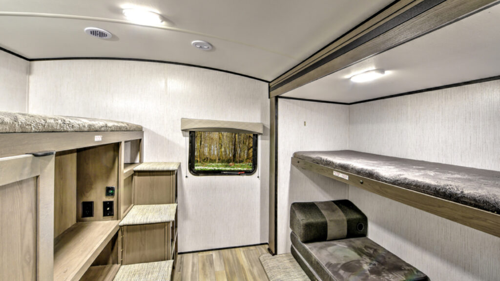 Inside the Cruiser Embrace travel trailer EL310 bunkhouse 