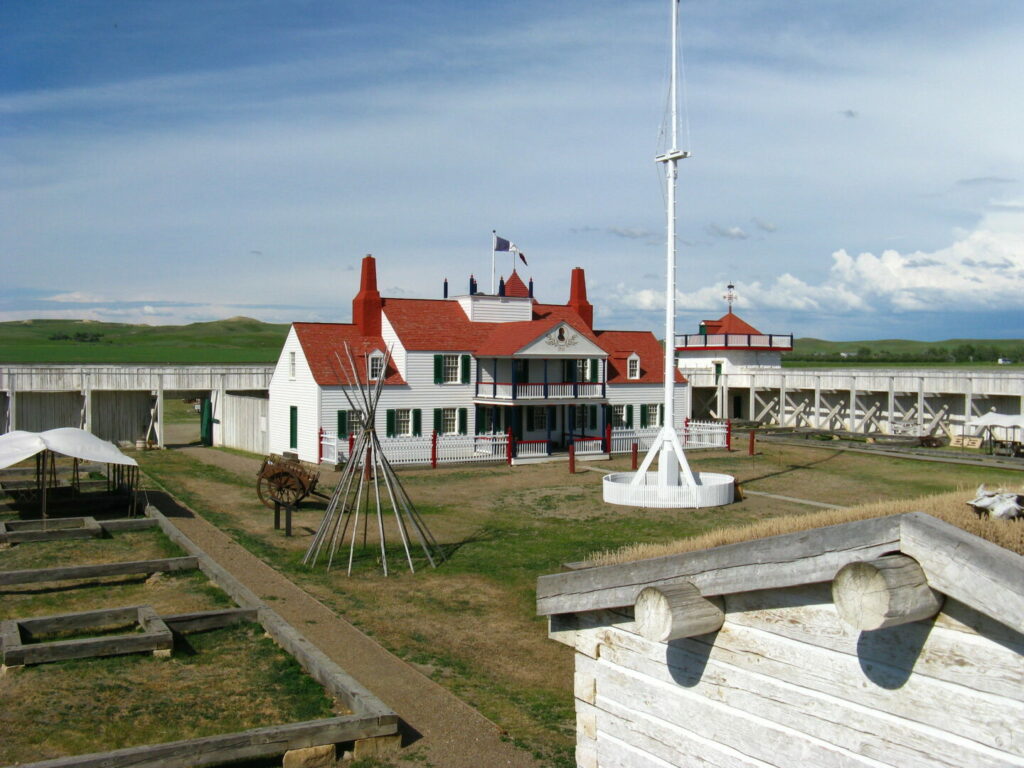 A red and white building at the Fort Union Trading Post National Historic Site