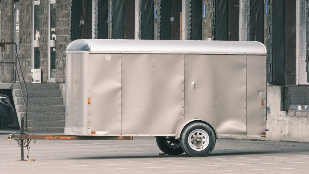 A utility trailer before being turned into a camper
