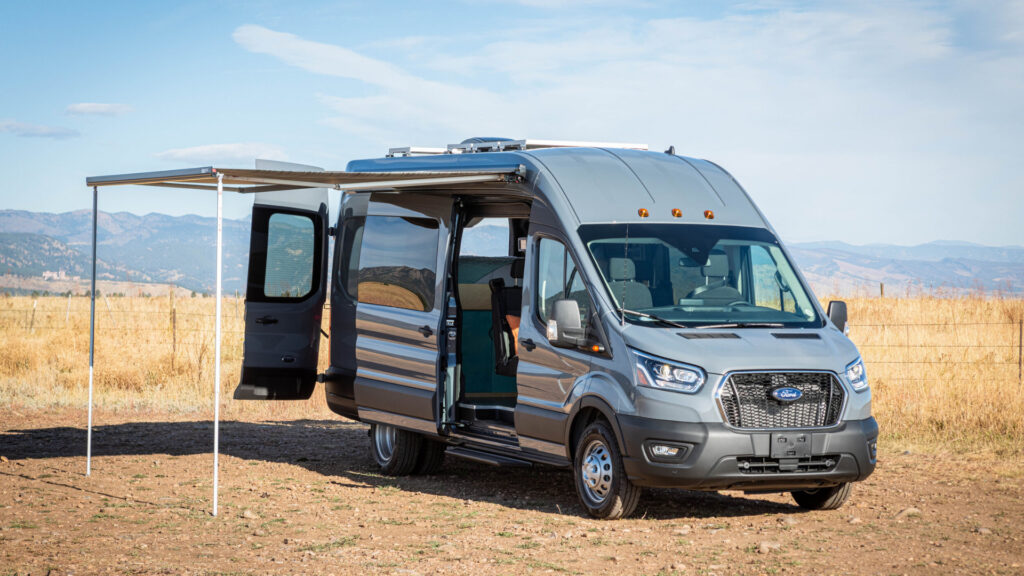 A Ford Transit Connect camper