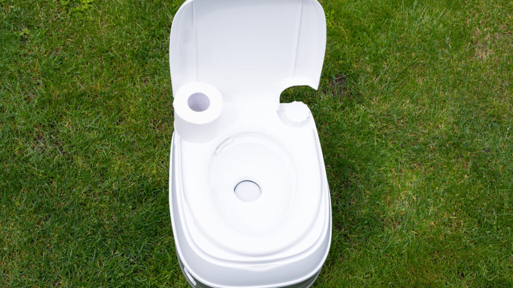 View of a portable toilet for camping