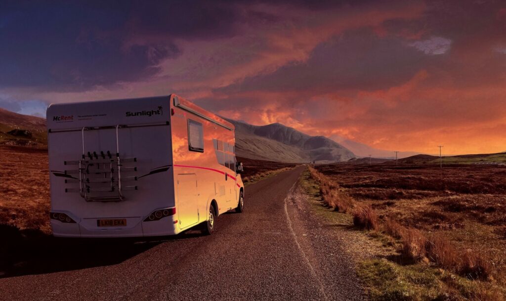 An RV on the road after being purchased after completing a VIN lookup
