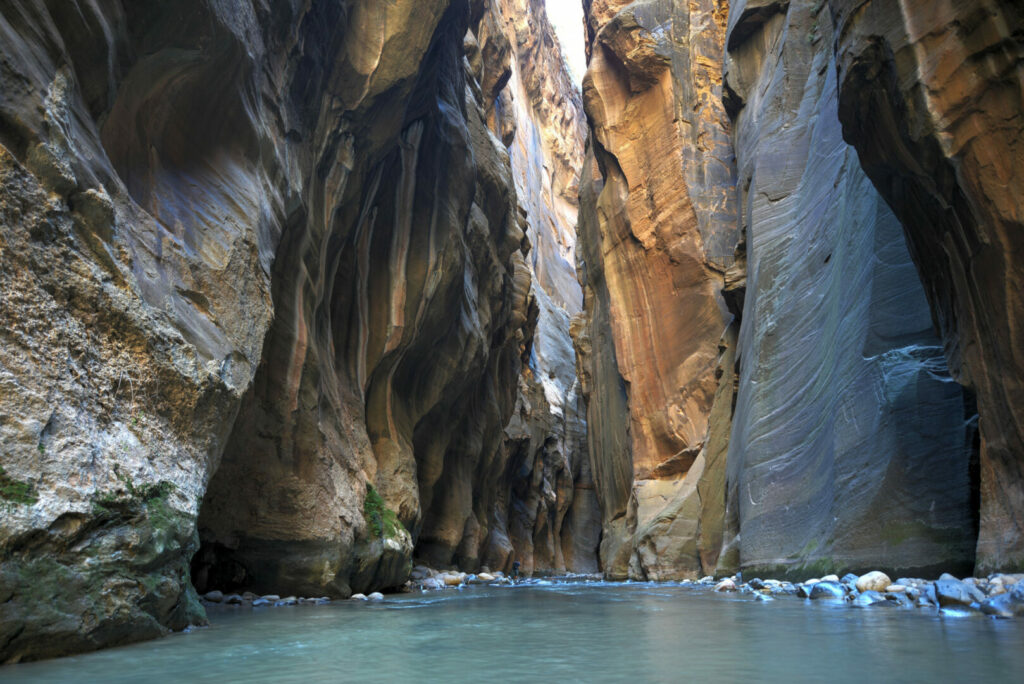 View of The Narrows in Zion National Park during one of the best times to visit Utah.