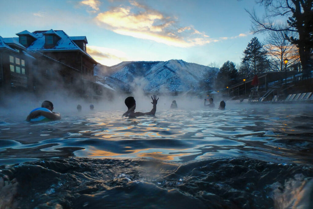 A group of friends at one of the best hot springs in US