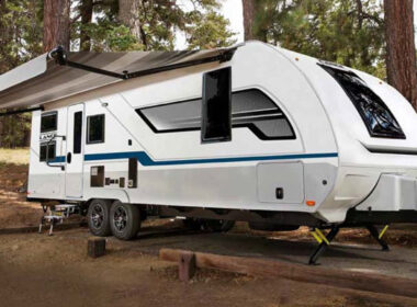 One of the Lance travel trailers outside